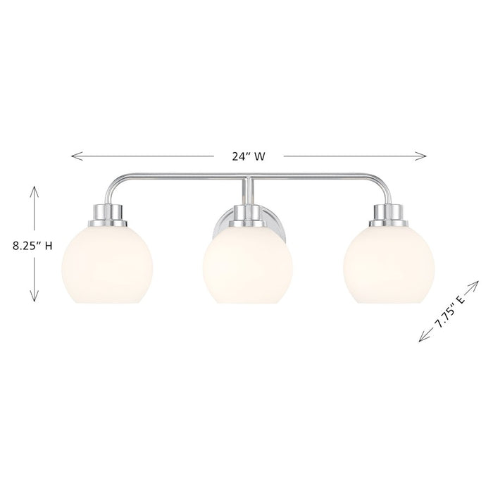 Savoy House Meridian 3Lt Bathroom Vanity Light, Chrome/White Opal