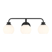 Savoy House Meridian 3Lt Bathroom Vanity Light, Black/White Opal - M80081MBK