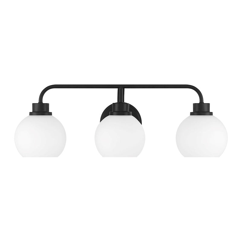 Savoy House Meridian 3Lt Bathroom Vanity Light, Black/White Opal