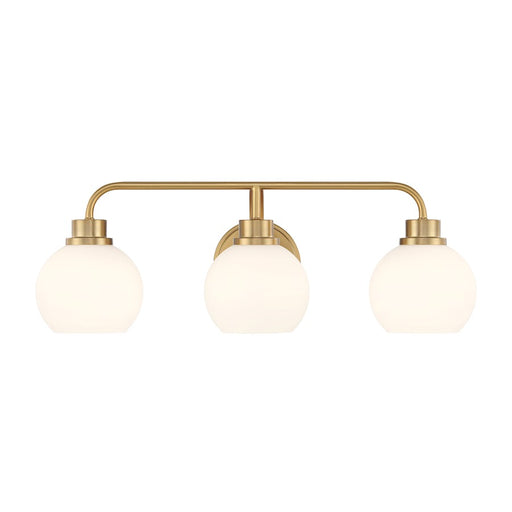 Savoy House Meridian 3Lt Bathroom Vanity Light, Brass/White Opal - M80081NB