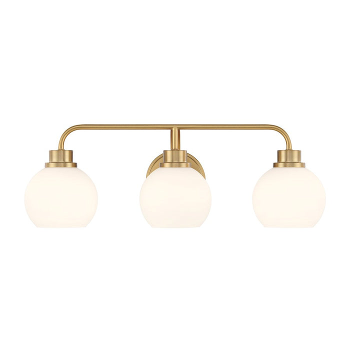 Savoy House Meridian 3Lt Bathroom Vanity Light, Brass/White Opal - M80081NB