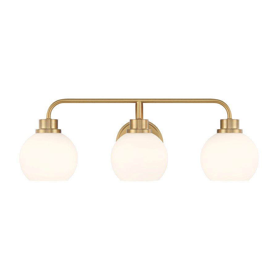 Savoy House Meridian 3Lt Bathroom Vanity Light, Brass/White Opal - M80081NB