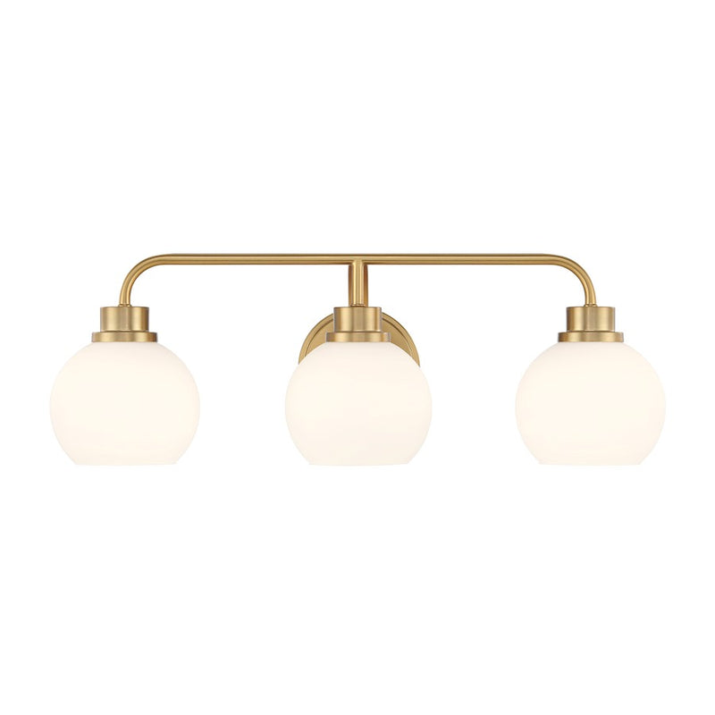 Savoy House Meridian 3Lt Bathroom Vanity Light, Brass/White Opal
