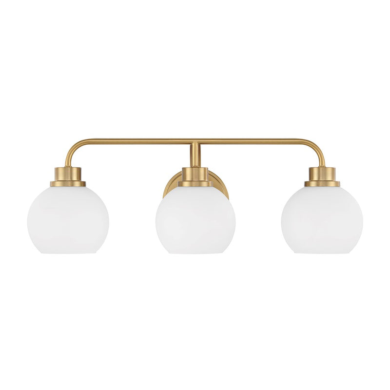 Savoy House Meridian 3Lt Bathroom Vanity Light, Brass/White Opal