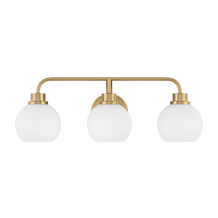 Savoy House Meridian 3Lt Bathroom Vanity Light, Brass/White Opal