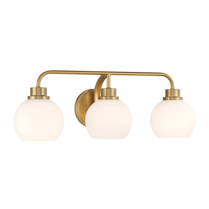 Savoy House Meridian 3Lt Bathroom Vanity Light, Brass/White Opal