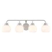 Savoy House Meridian 4Lt Bathroom Vanity Light, Nickel/White Opal - M80082BN
