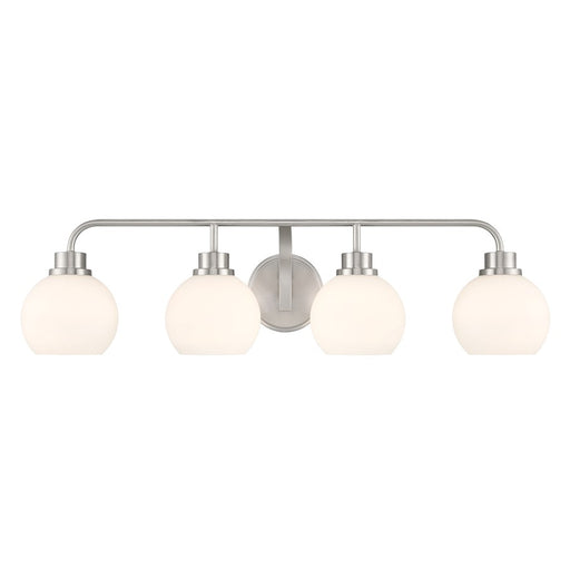 Savoy House Meridian 4Lt Bathroom Vanity Light, Nickel/White Opal - M80082BN