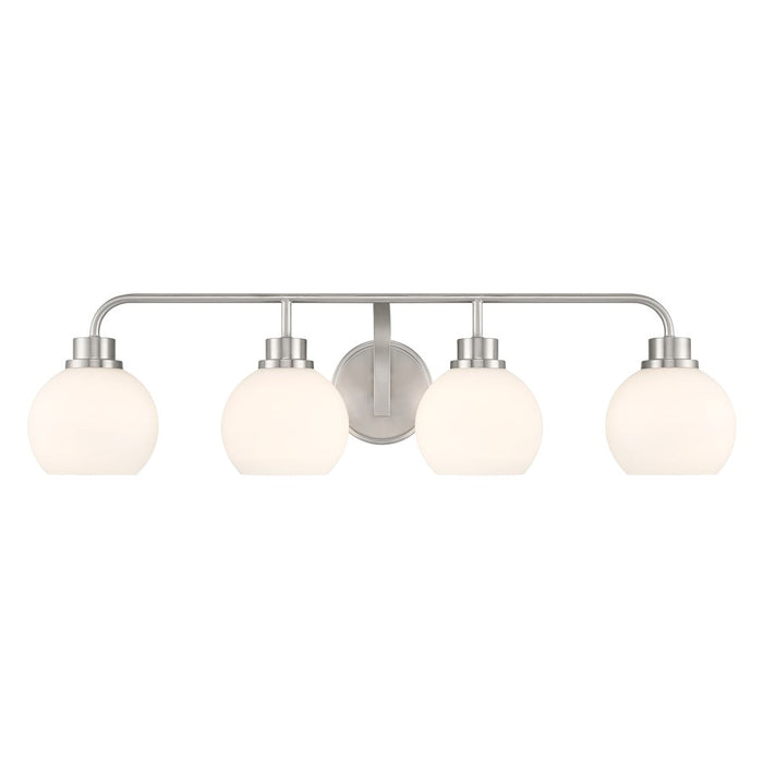 Savoy House Meridian 4Lt Bathroom Vanity Light, Nickel/White Opal - M80082BN