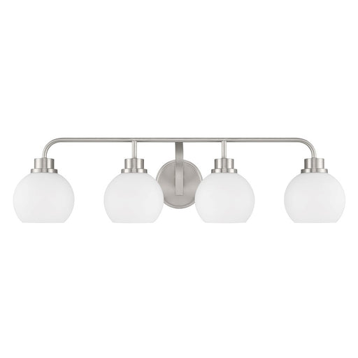 Savoy House Meridian 4Lt Bathroom Vanity Light, Nickel/White Opal