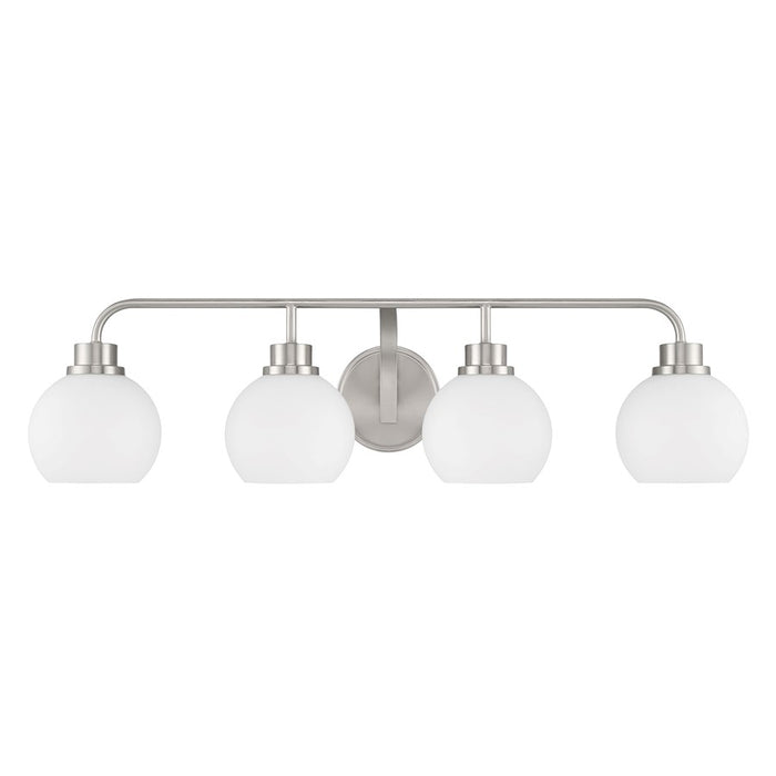 Savoy House Meridian 4Lt Bathroom Vanity Light, Nickel/White Opal