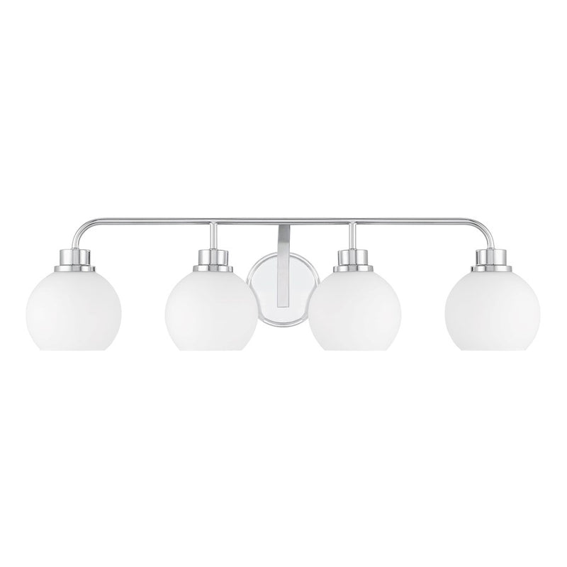 Savoy House Meridian 4Lt Bathroom Vanity Light, Chrome/White Opal