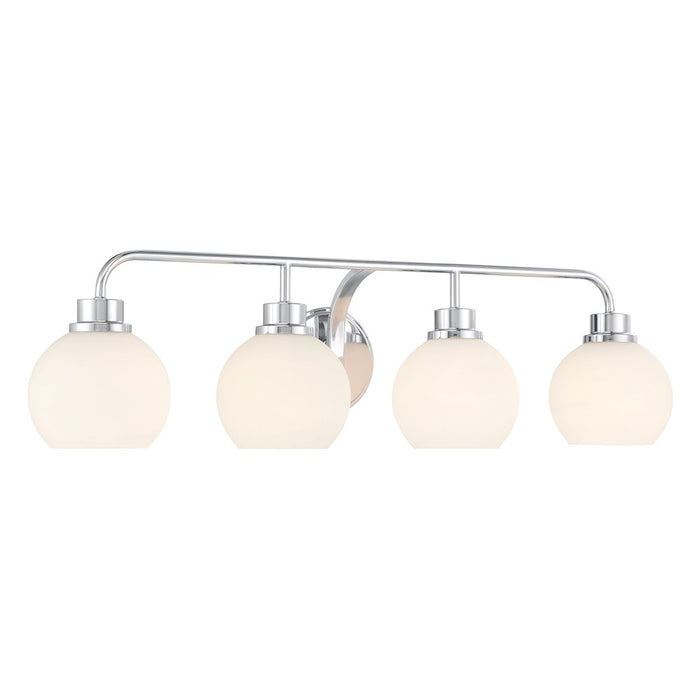 Savoy House Meridian 4Lt Bathroom Vanity Light, Chrome/White Opal