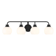 Savoy House Meridian 4Lt Bathroom Vanity Light, Black/White Opal - M80082MBK