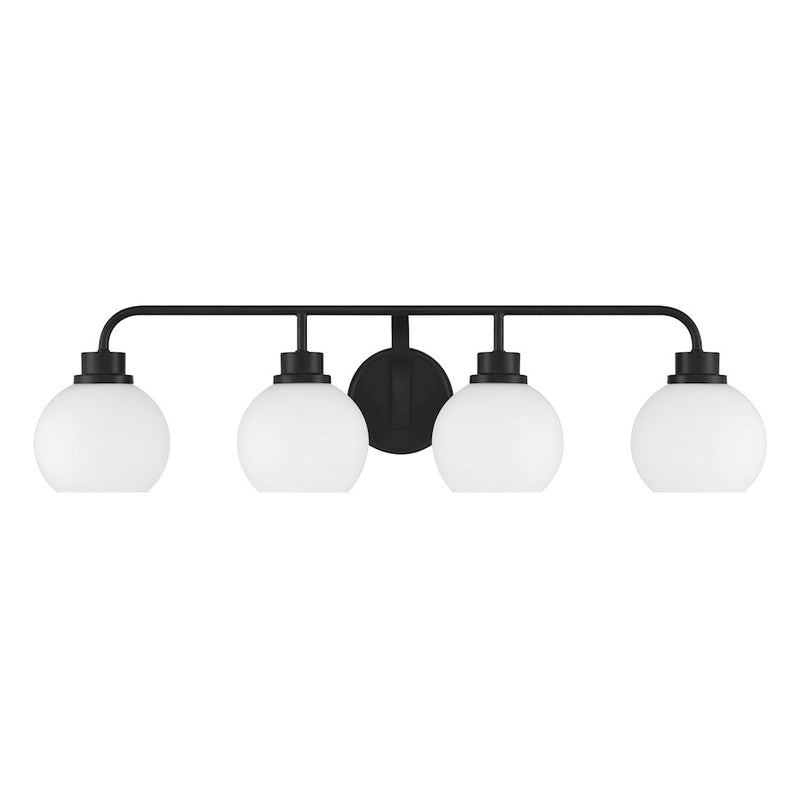 Savoy House Meridian 4Lt Bathroom Vanity Light, Black/White Opal