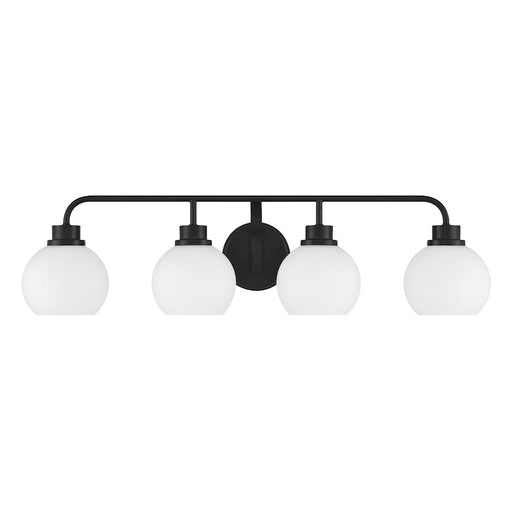 Savoy House Meridian 4Lt Bathroom Vanity Light, Black/White Opal