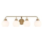 Savoy House Meridian 4Lt Bathroom Vanity Light, Brass/White Opal - M80082NB