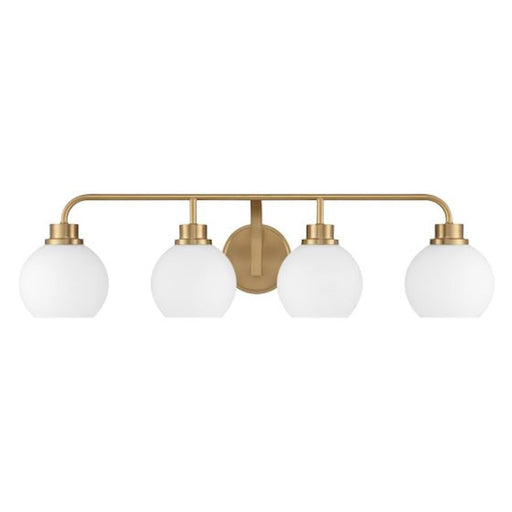 Savoy House Meridian 4Lt Bathroom Vanity Light, Brass/White Opal