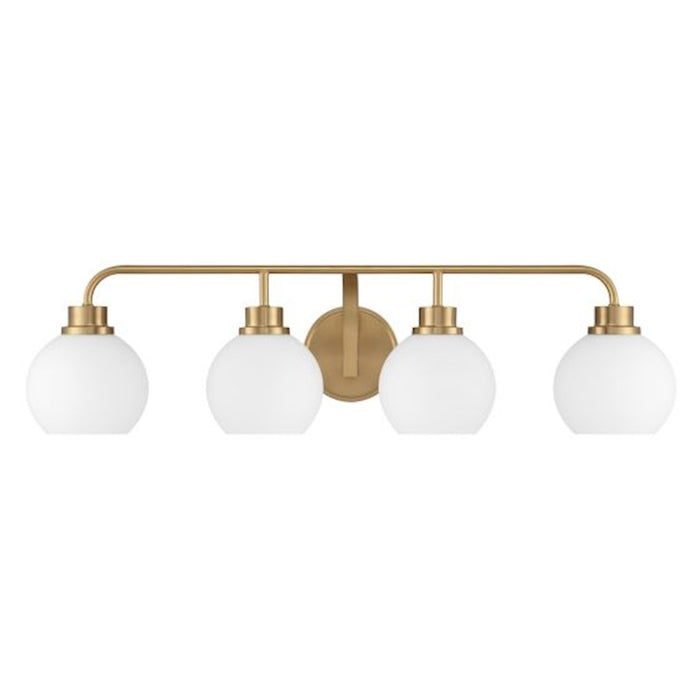 Savoy House Meridian 4Lt Bathroom Vanity Light, Brass/White Opal