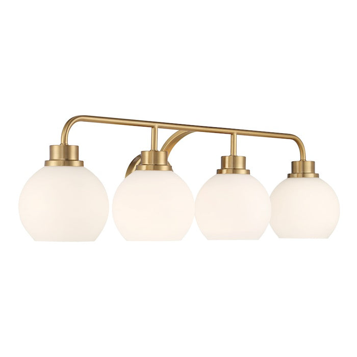 Savoy House Meridian 4Lt Bathroom Vanity Light, Brass/White Opal