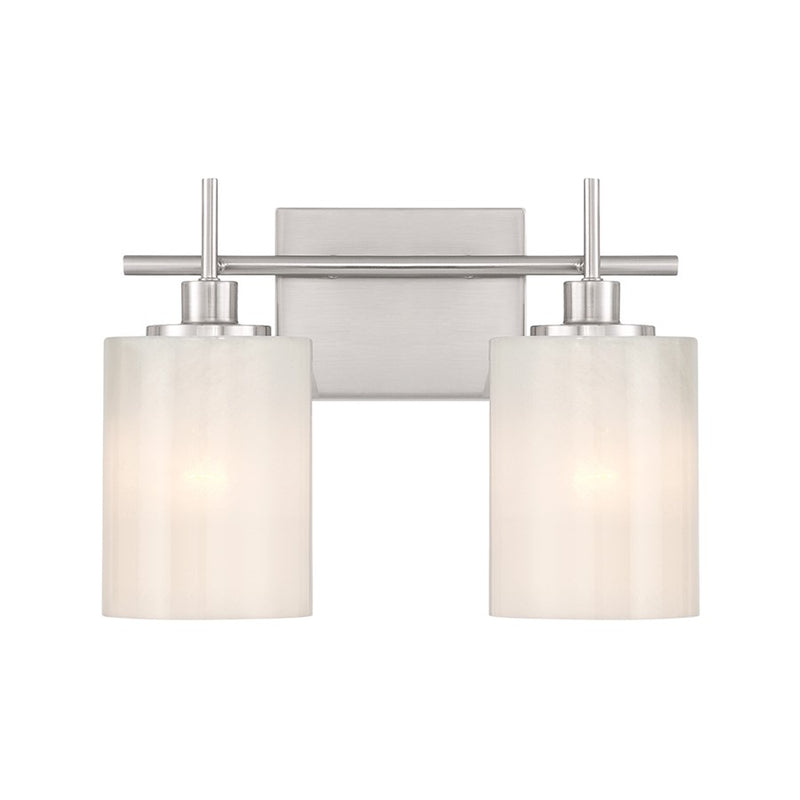Savoy House Meridian 2Lt Bathroom Vanity Light, Nickel/White Strie