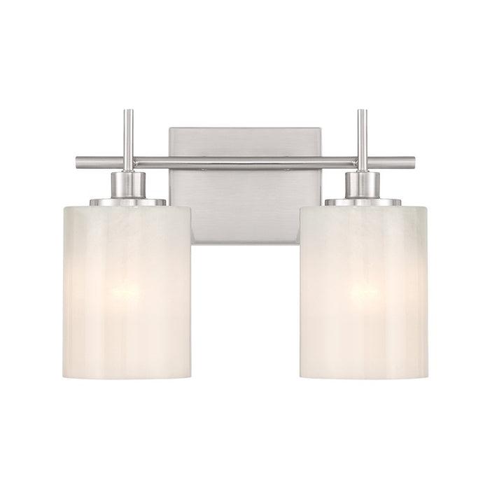 Savoy House Meridian 2Lt Bathroom Vanity Light, Nickel/White Strie - M80083BN