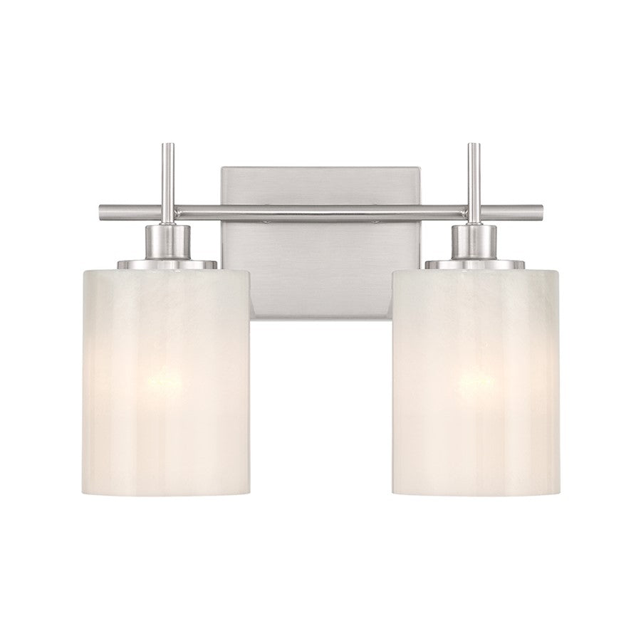 Savoy House Meridian 2Lt Bathroom Vanity Light, Nickel/White Strie - M80083BN