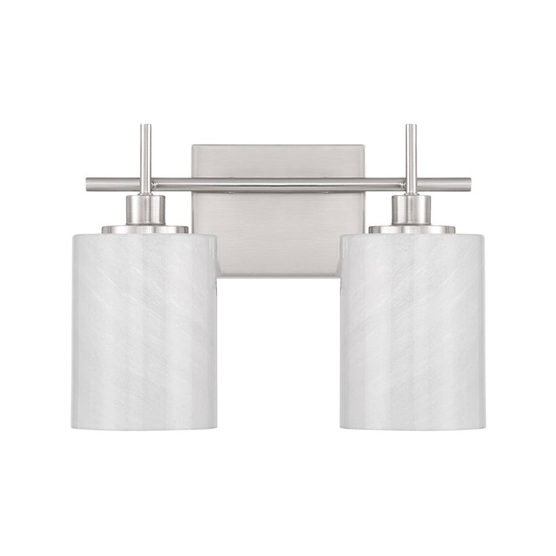 Savoy House Meridian 2Lt Bathroom Vanity Light, Nickel/White Strie