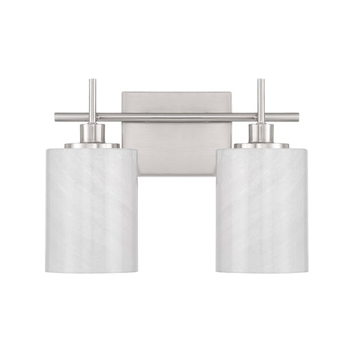 Savoy House Meridian 2Lt Bathroom Vanity Light, Nickel/White Strie