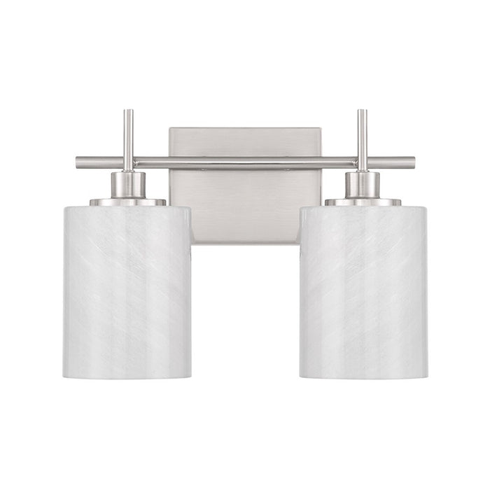 Savoy House Meridian 2Lt Bathroom Vanity Light, Nickel/White Strie