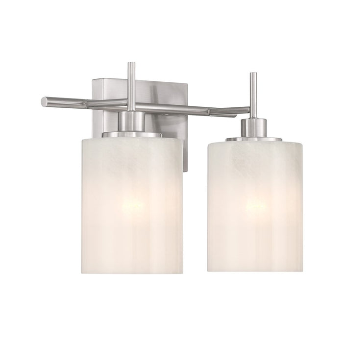 Savoy House Meridian 2Lt Bathroom Vanity Light, Nickel/White Strie