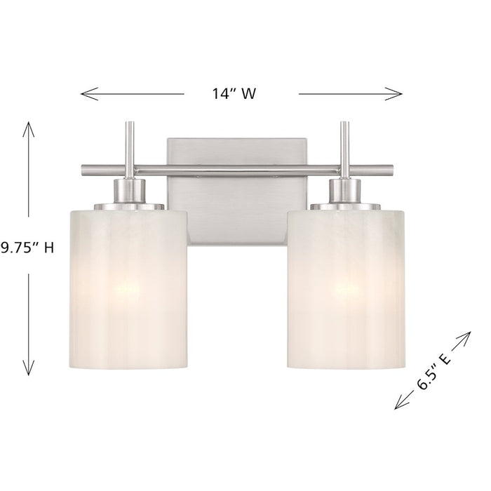 Savoy House Meridian 2Lt Bathroom Vanity Light, Nickel/White Strie