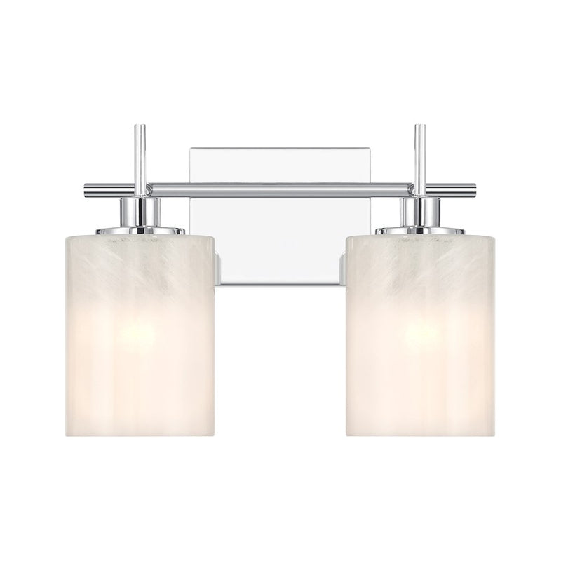 Savoy House Meridian 2Lt Bathroom Vanity Light, Chrome/White Strie - M80083CH