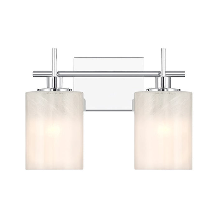 Savoy House Meridian 2Lt Bathroom Vanity Light, Chrome/White Strie - M80083CH