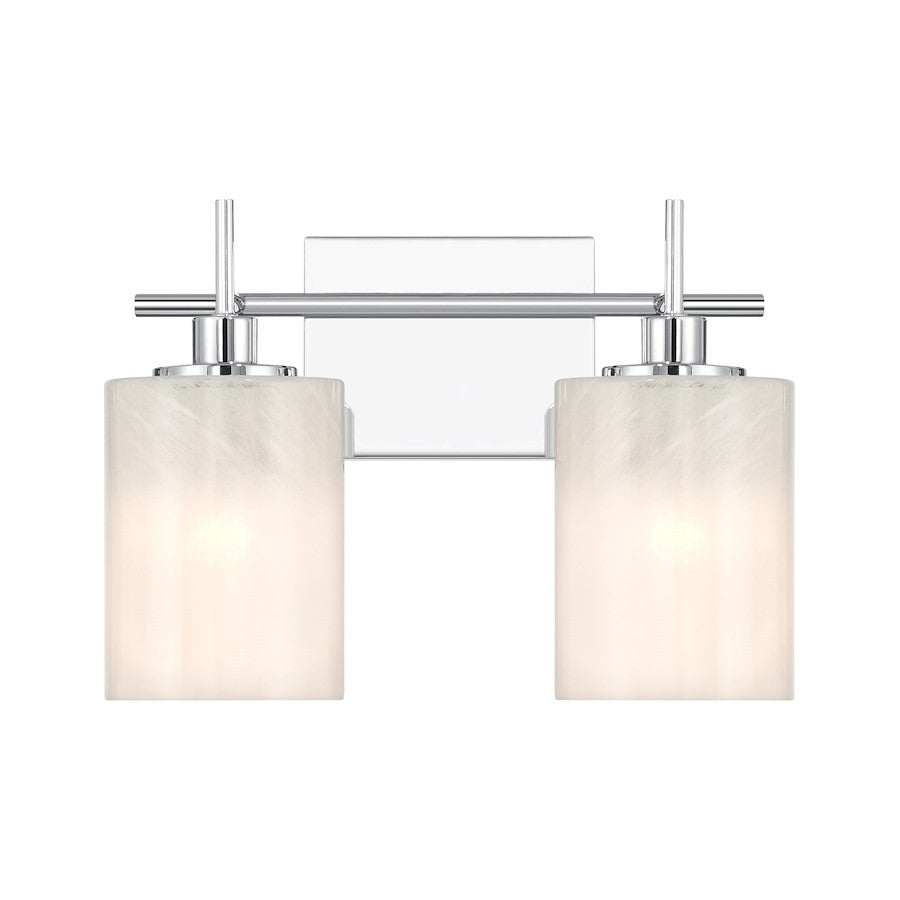 Savoy House Meridian 2Lt Bathroom Vanity Light, Chrome/White Strie - M80083CH