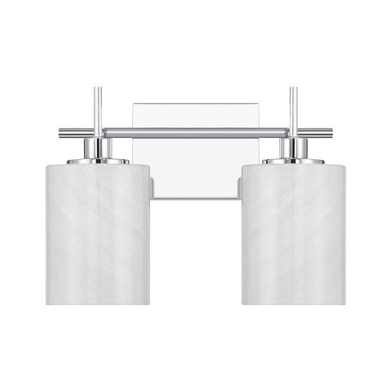 Savoy House Meridian 2Lt Bathroom Vanity Light, Chrome/White Strie