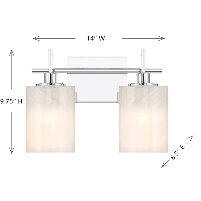 Savoy House Meridian 2Lt Bathroom Vanity Light, Chrome/White Strie