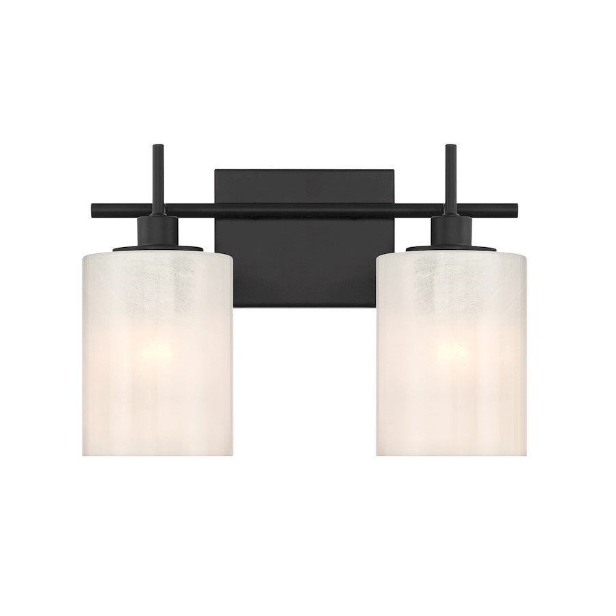 Savoy House Meridian 2Lt Bathroom Vanity Light, Black/White Strie - M80083MBK