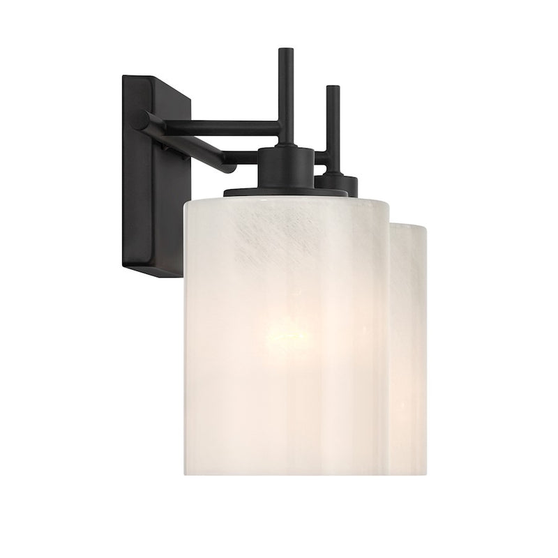 Savoy House Meridian 2Lt Bathroom Vanity Light, Black/White Strie