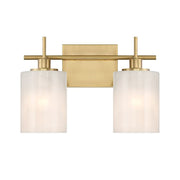 Savoy House Meridian 2Lt Bathroom Vanity Light, Brass/White Strie - M80083NB