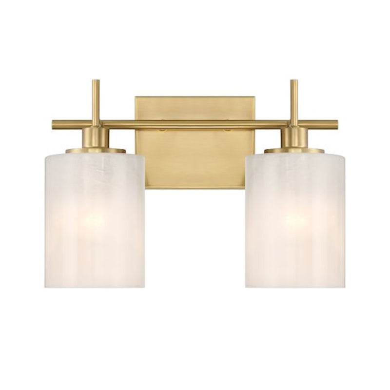 Savoy House Meridian 2Lt Bathroom Vanity Light, Brass/White Strie