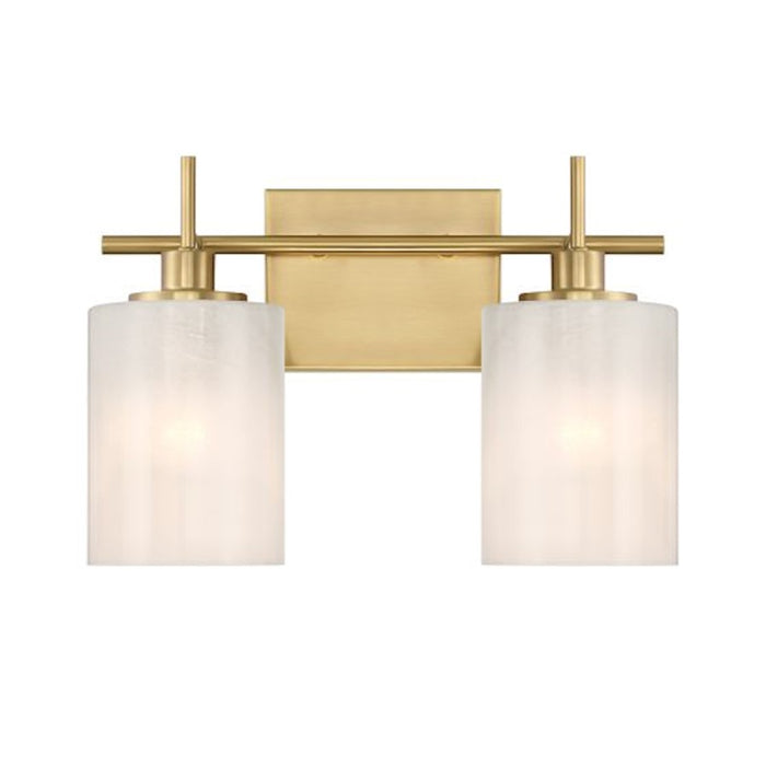 Savoy House Meridian 2Lt Bathroom Vanity Light, Brass/White Strie - M80083NB