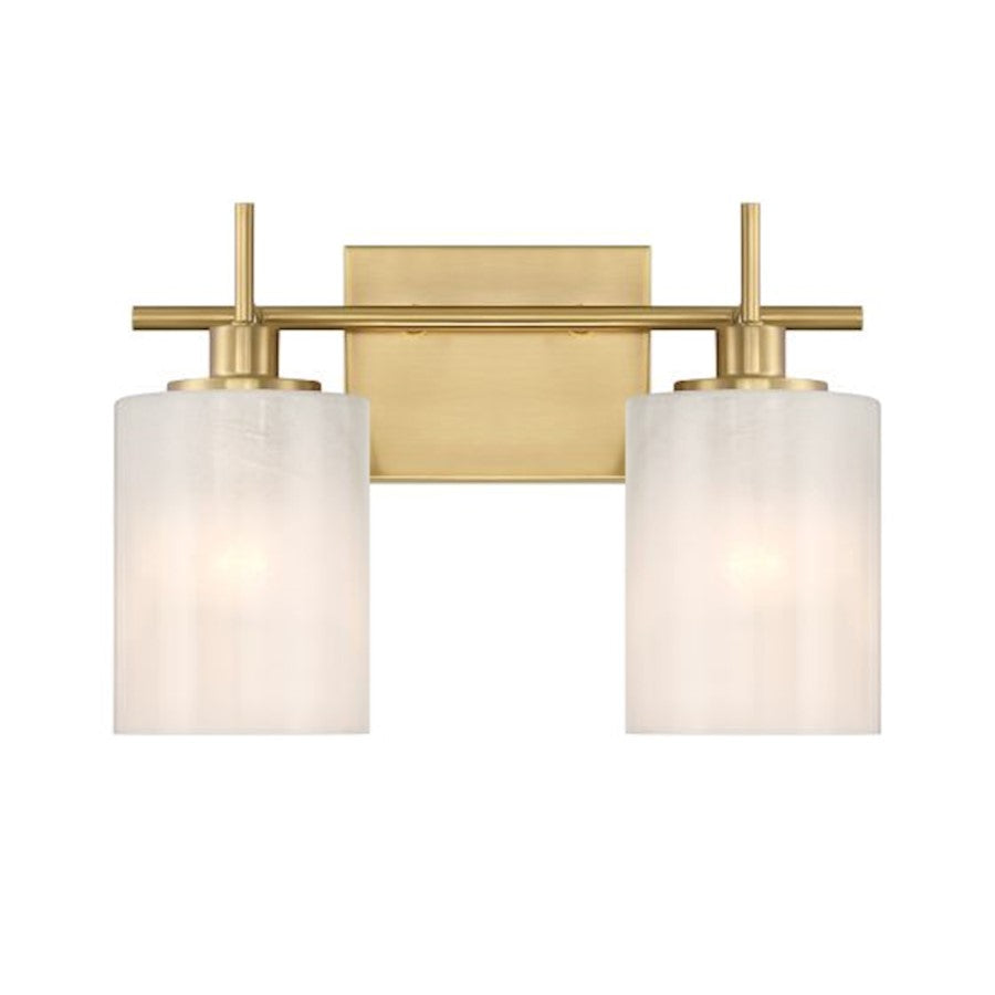 Savoy House Meridian 2Lt Bathroom Vanity Light, Brass/White Strie - M80083NB