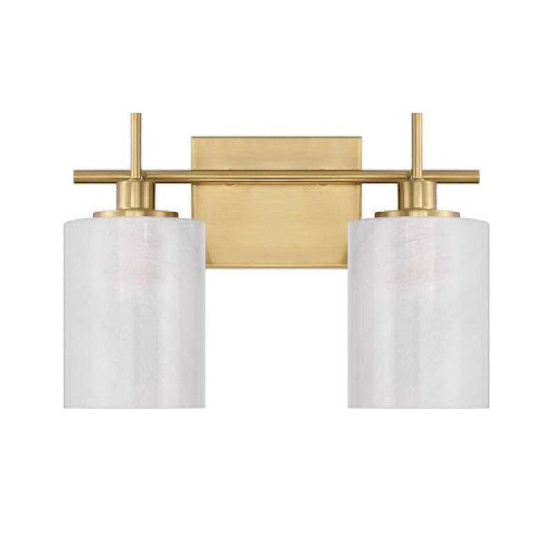 Savoy House Meridian 2Lt Bathroom Vanity Light, Brass/White Strie
