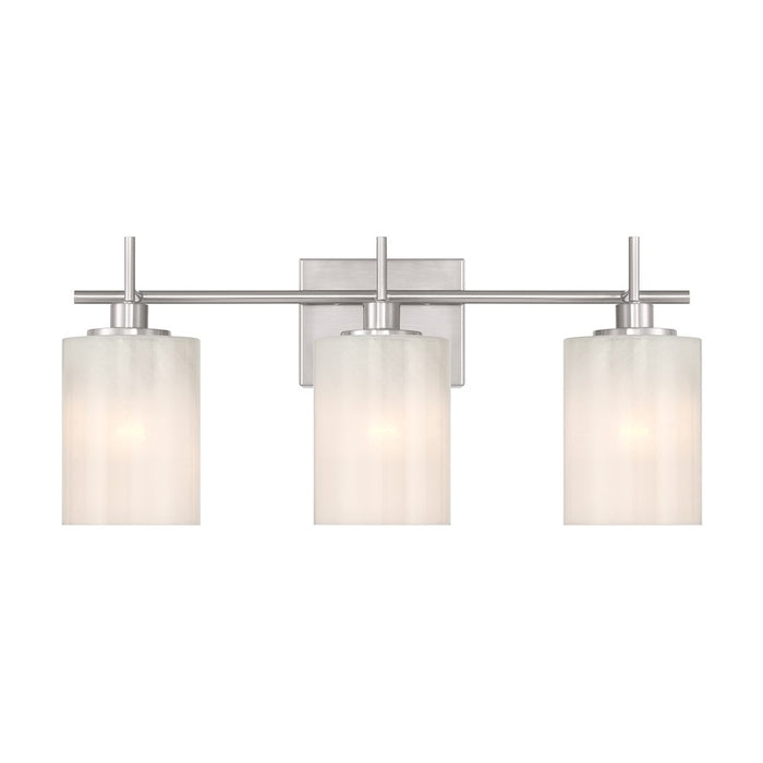 Savoy House Meridian 3Lt Bathroom Vanity Light, Nickel/White Strie - M80084BN