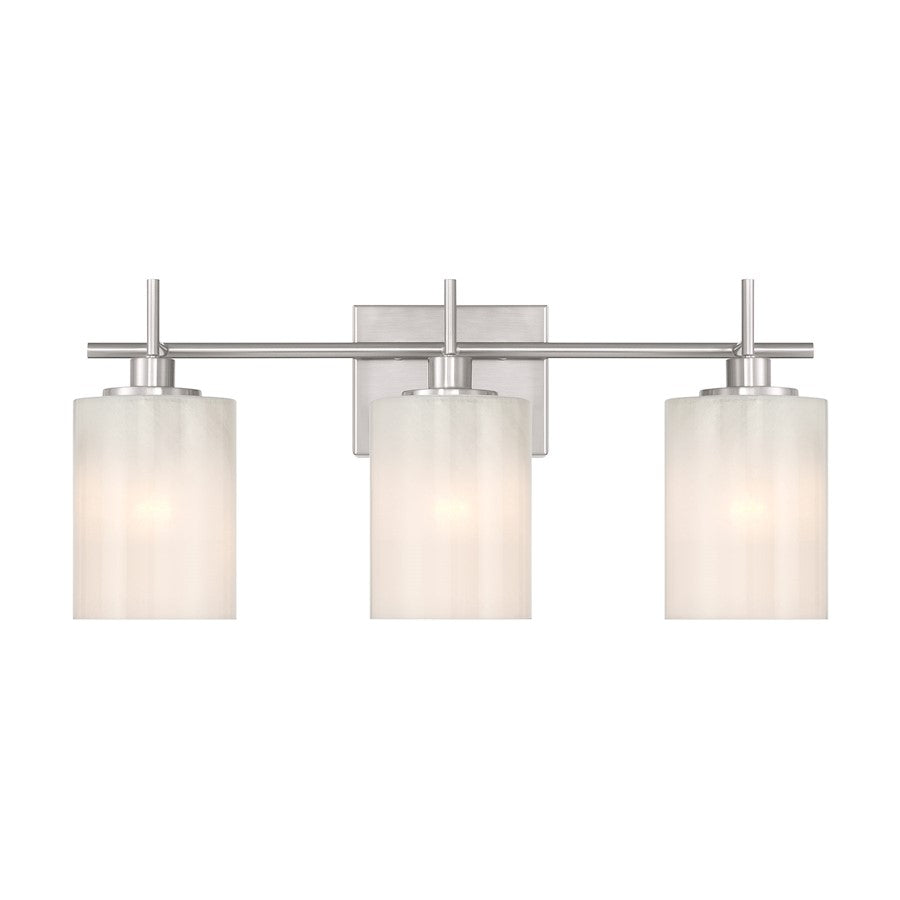 Savoy House Meridian 3Lt Bathroom Vanity Light, Nickel/White Strie - M80084BN