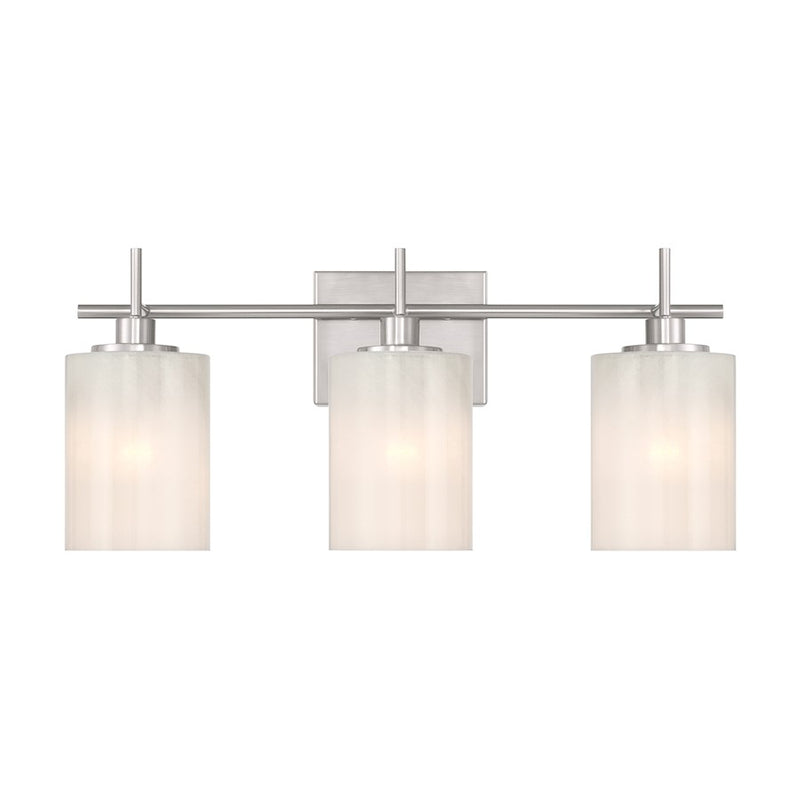 Savoy House Meridian 3Lt Bathroom Vanity Light, Nickel/White Strie