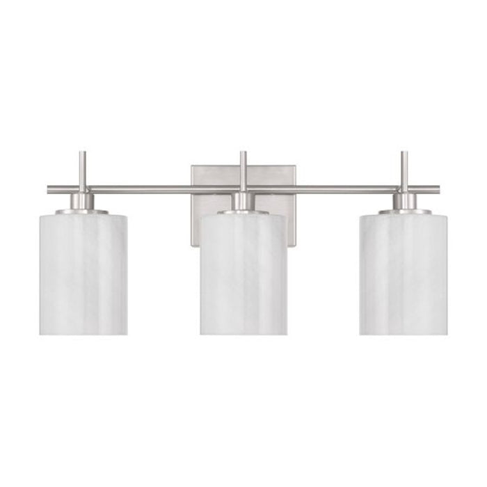 Savoy House Meridian 3Lt Bathroom Vanity Light, Nickel/White Strie