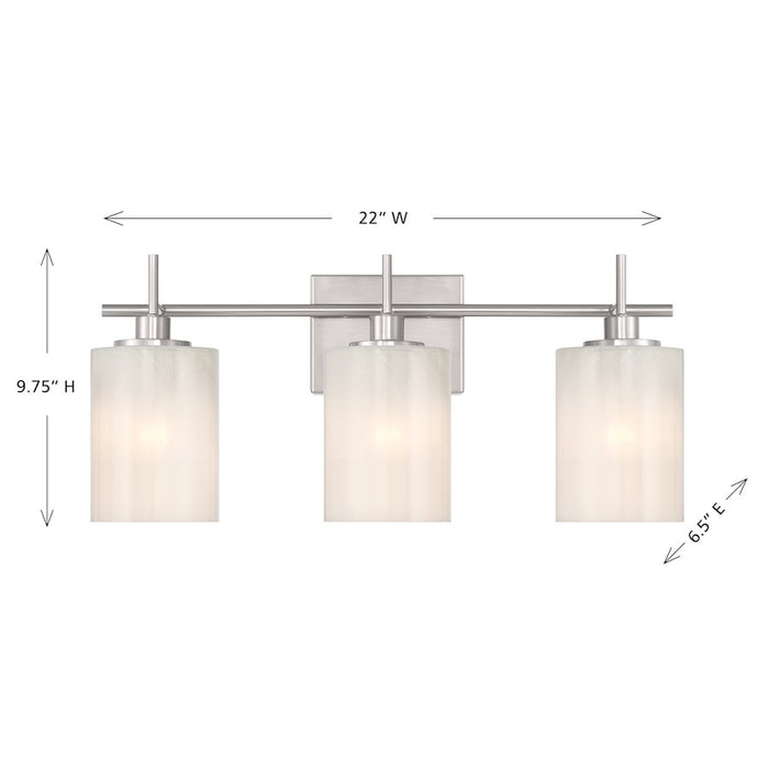 Savoy House Meridian 3Lt Bathroom Vanity Light, Nickel/White Strie