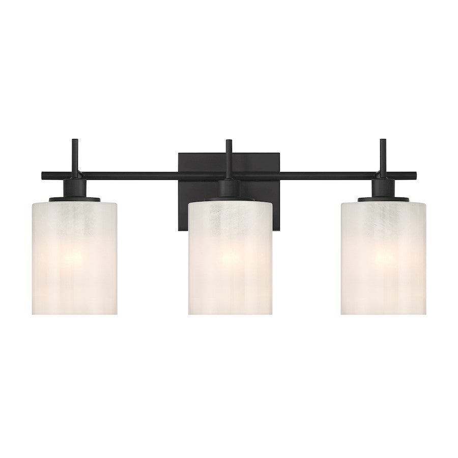 Savoy House Meridian 3Lt Bathroom Vanity Light, Black/White Strie - M80084MBK